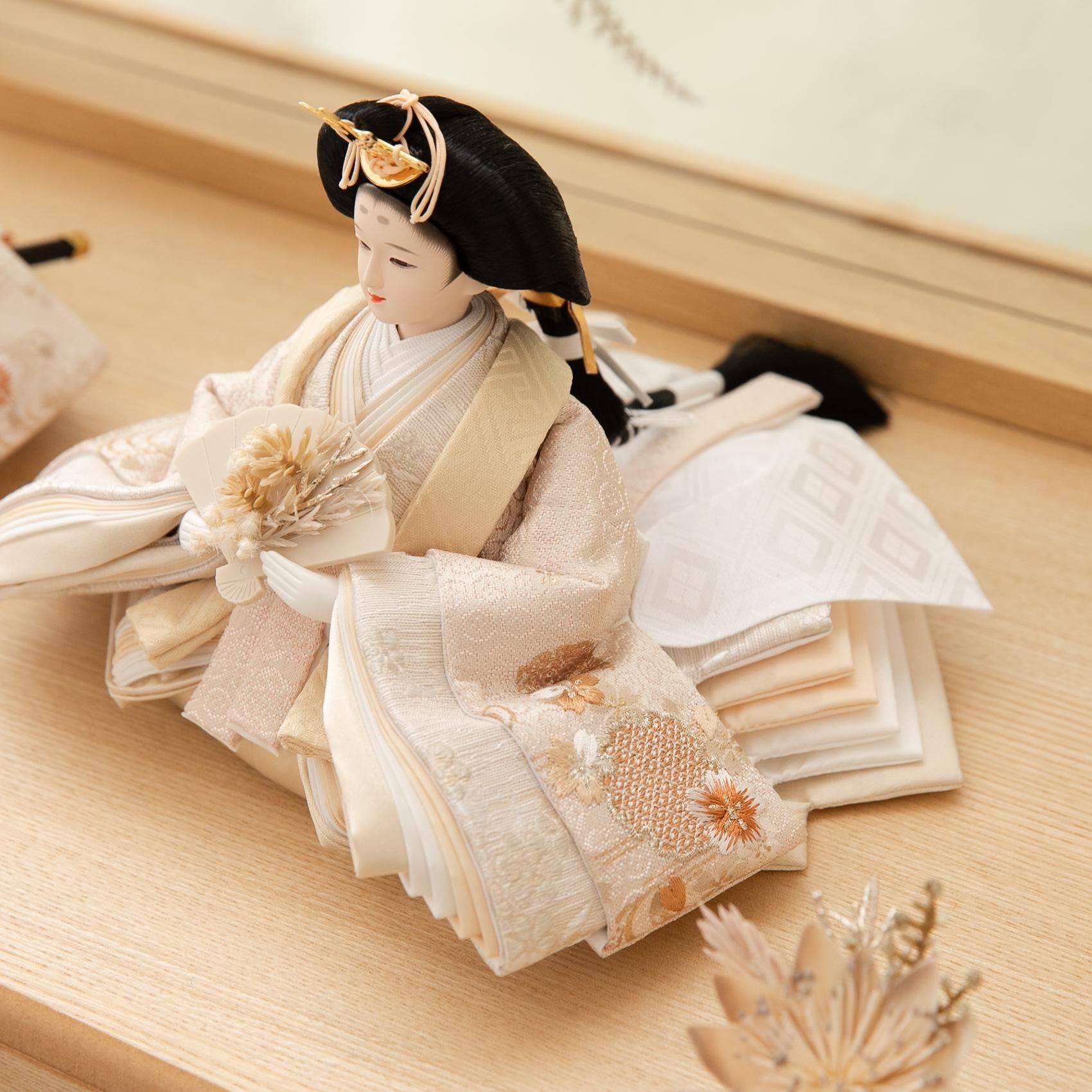 雛人形 ナチュラル モダン flora 白木収納台 - 雛人形・五月人形