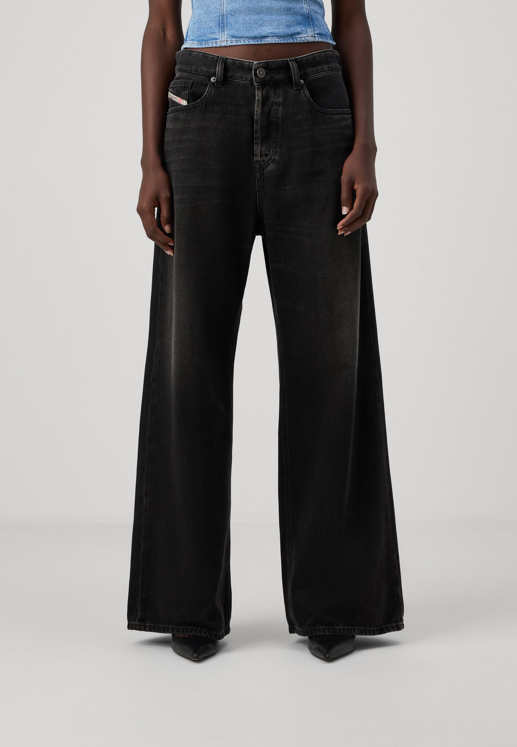 Diesel 1996 D-SIRE - Wide Leg - 02/black denim - Zalando