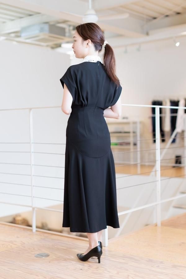 Mame Kurogouchi(マメ) BackSatin Crepe Georgette Embroidered Collar