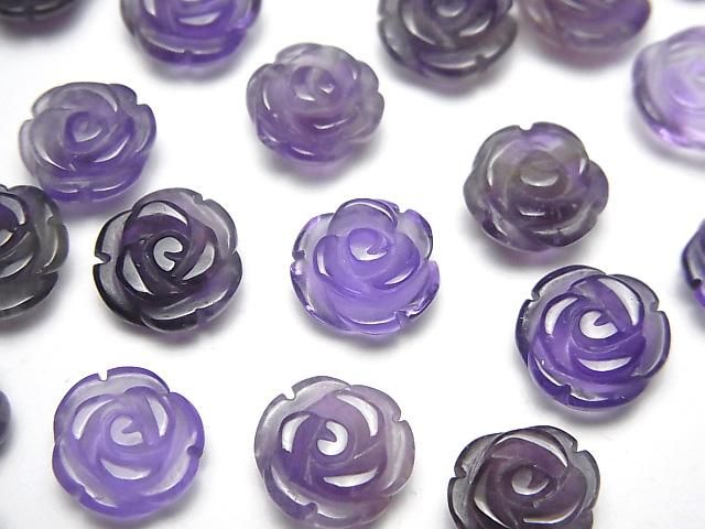 アメジスト 薔薇10mm 【片穴】 4個｜天然石ビーズの卸問屋・通販