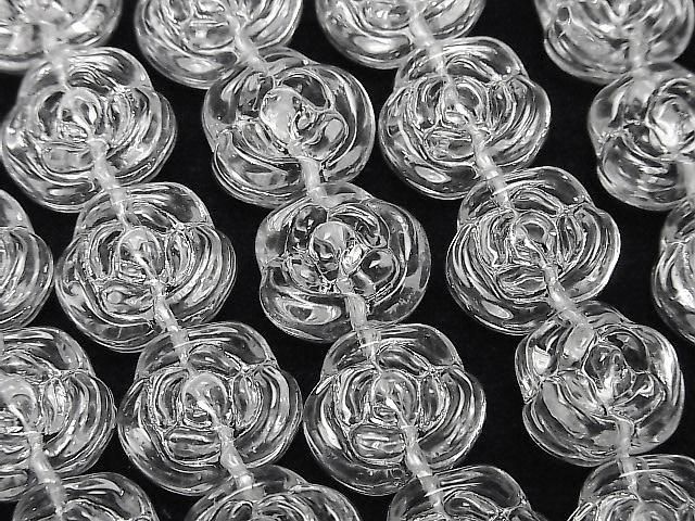 クリスタル（溶錬水晶） 薔薇（ローズ）12×14mm 1連｜天然石ビーズの卸