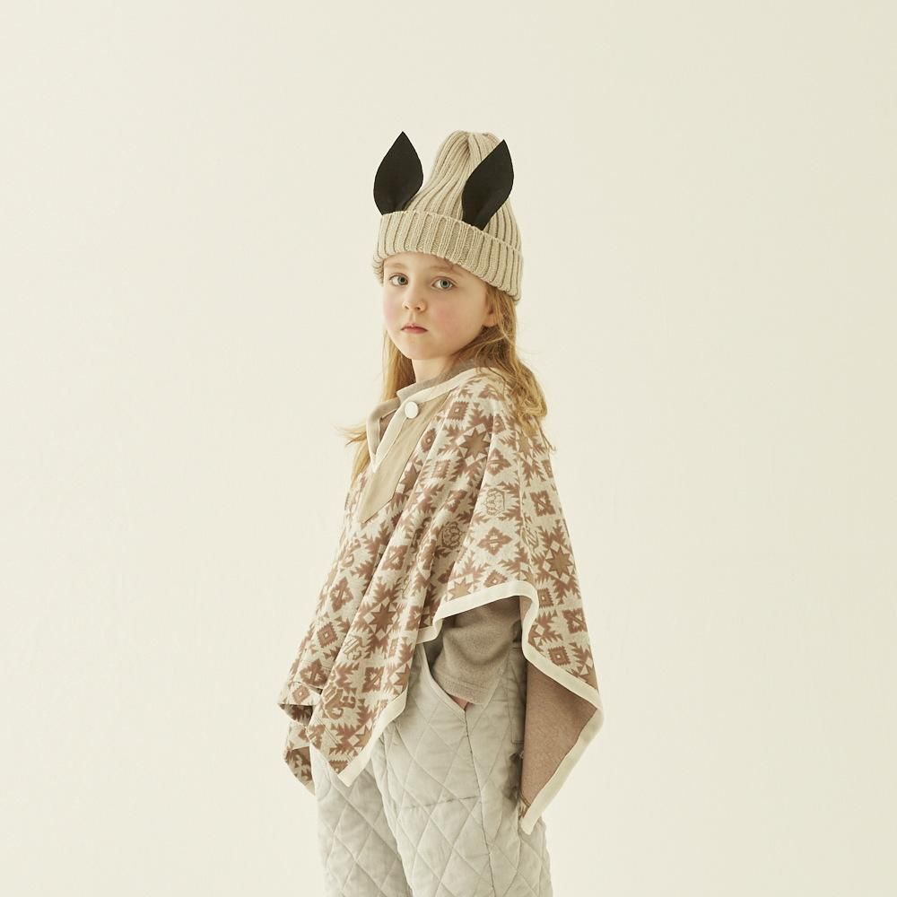 eLfinFolk ベビーポンチョ / Eight Star Jaquard Poncho beige