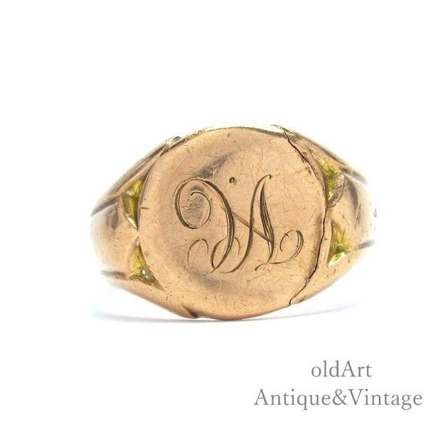 英国イギリス1918年製造アンティークシグネットリングメンズ9金無垢9CT