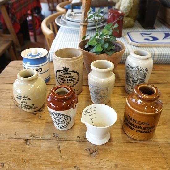 イギリス アンティーク 陶器製のボトル ポット PURE THICK CREAM