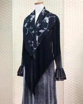 シージョ フラワージャガード 黒ロングフレコ フラメンコ 衣装