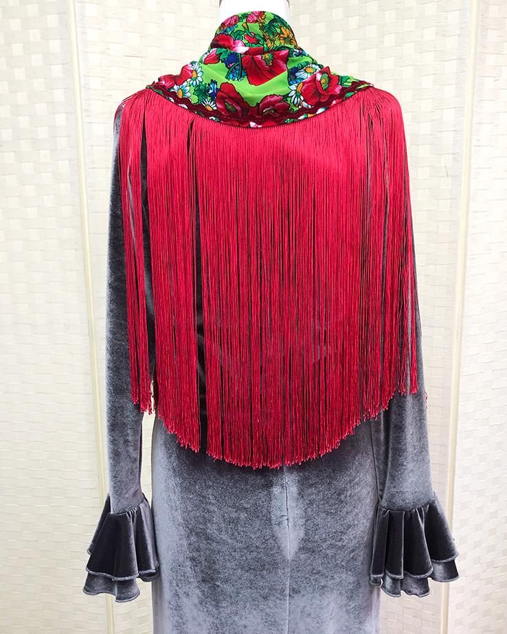 hpc273oskシージョ きみどり×濃い赤花柄〈Rimaデザイン〉 - フラメンコ