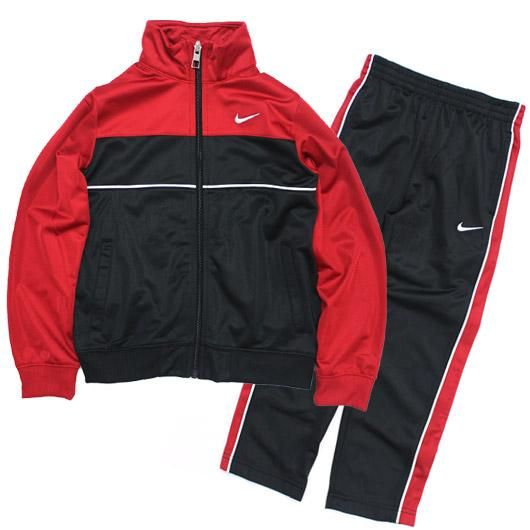 ナイキ】NIKE ワンポイントロゴ ジャージセットアップ (95cm) RD/BK