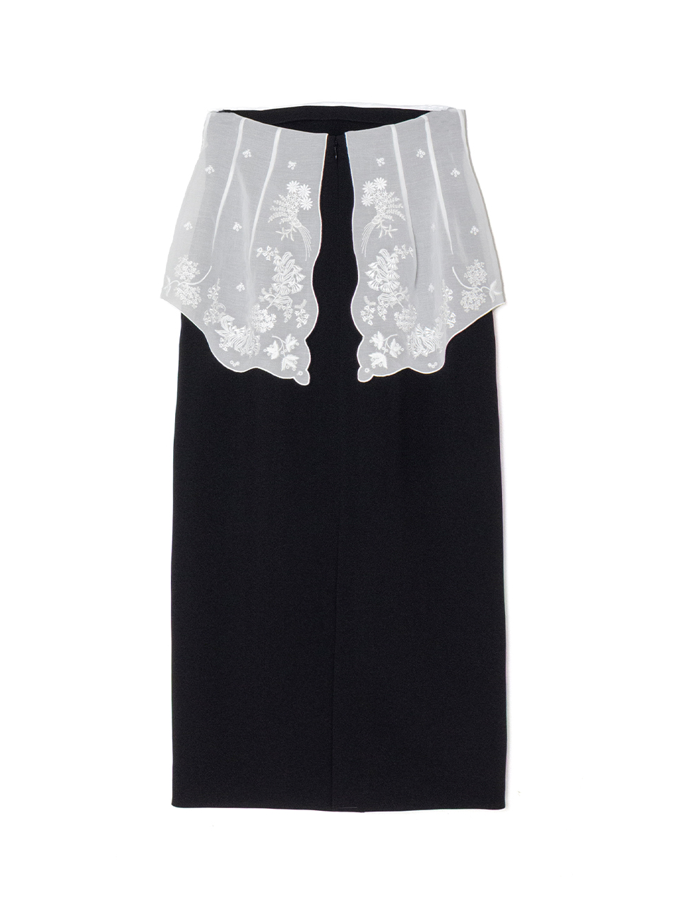 Triacetate Georgette Embroidery Peplum Skirt-トリアセテートジョー