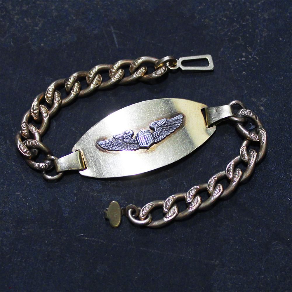 Vintage 1940's WWⅡ U.S. Navy Aviator ID Bracelet -10KGF