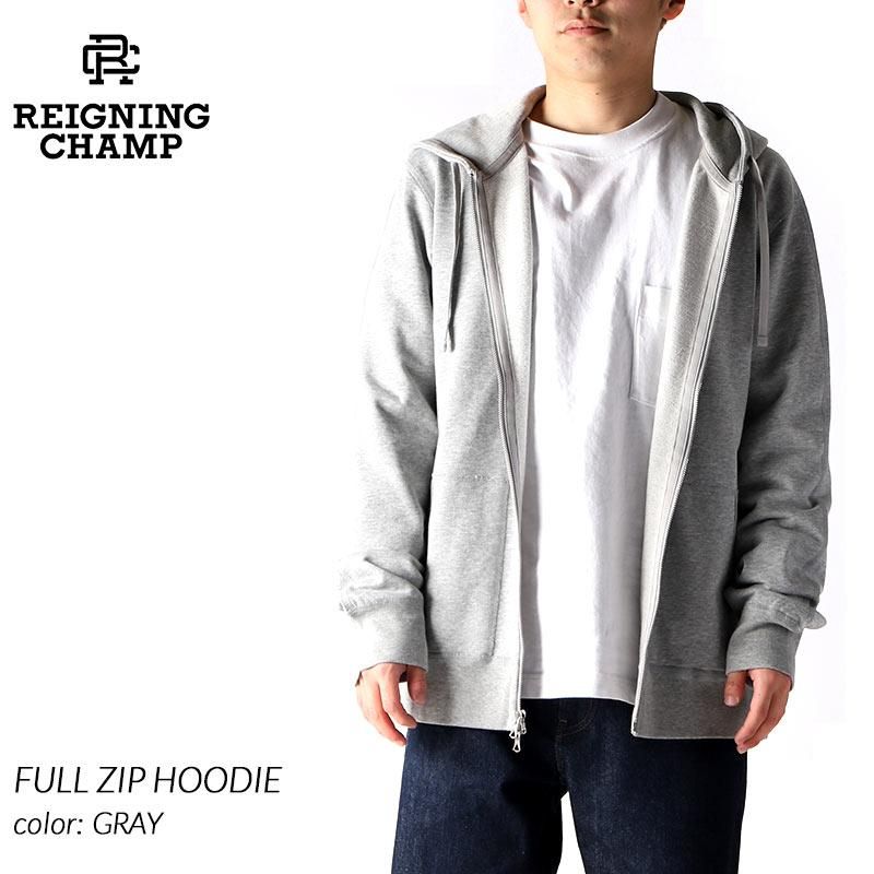 REIGNING CHAMP FULL ZIP HOODIE GRAY レイニングチャンプ フルジップ
