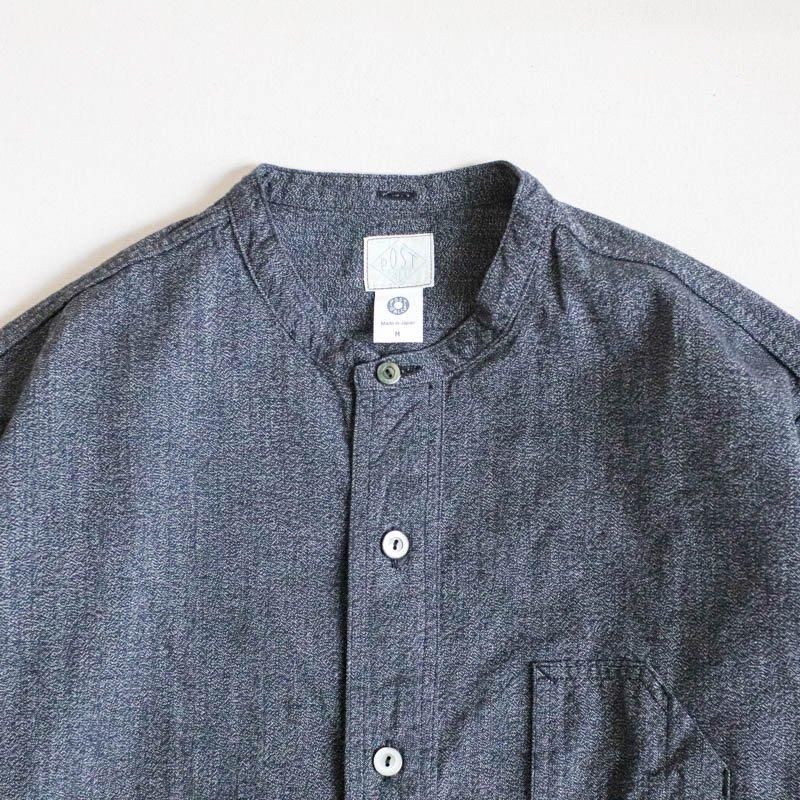 POST O'ALLS【ポストオーバーオールズ】Band Collar Shirt Grey Covert