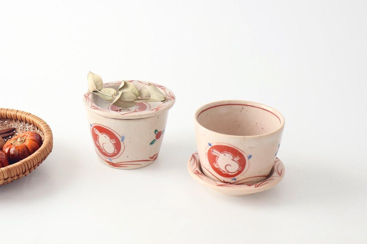 そば猪口｜赤絵うさぎ｜陶器｜蔵珍窯｜美濃焼｜和食器通販｜うちる｜和