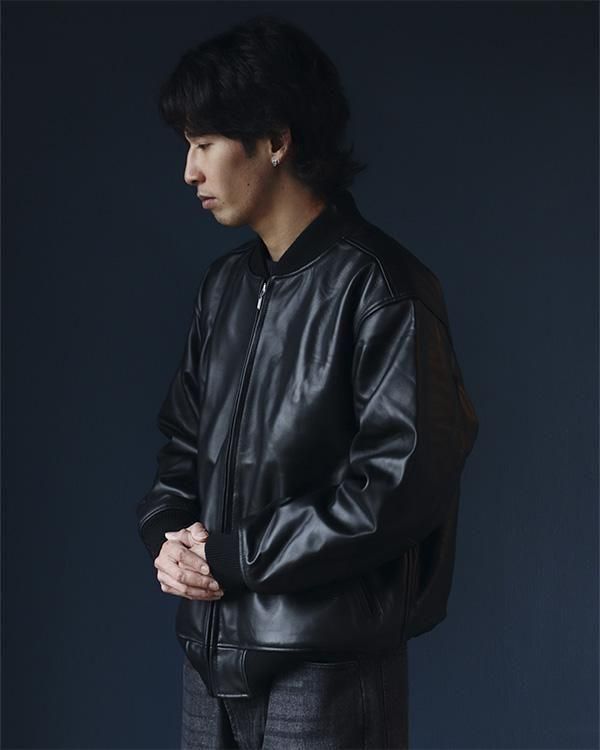 FTC / LEATHER ZIP VARSITY JACKET - birnest