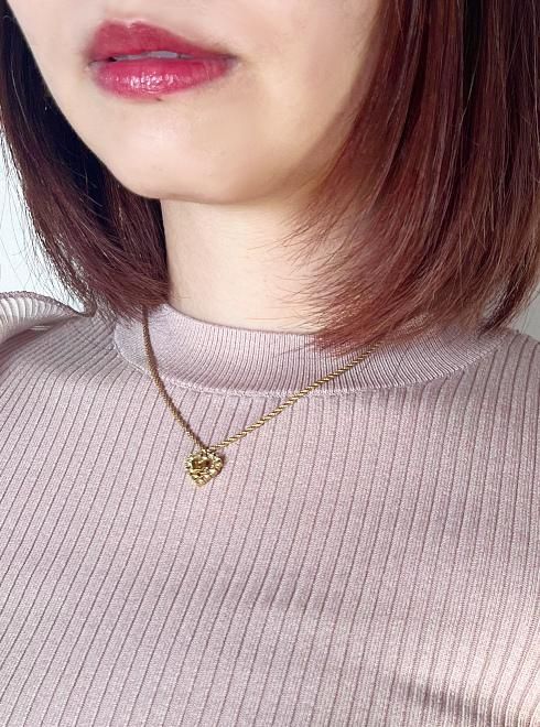 Christian Dior ディオール ヴィンテージハートストーンロゴネックレス
