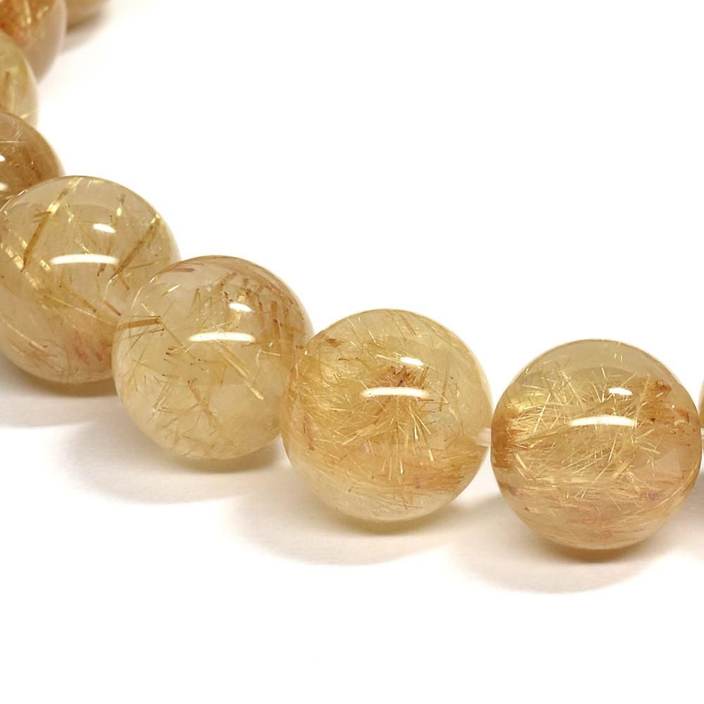 ゴールドルチルクォーツ ブレスレット 9-9.5mm #QF031 - プレミアム