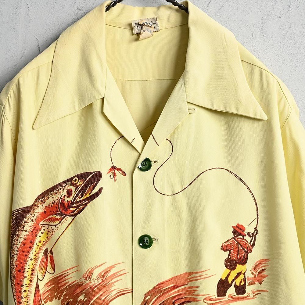 CATALINA BACK PANEL S/S HAWAIIAN SHIRT(1940'S/GOOD CONDITION/LARGE