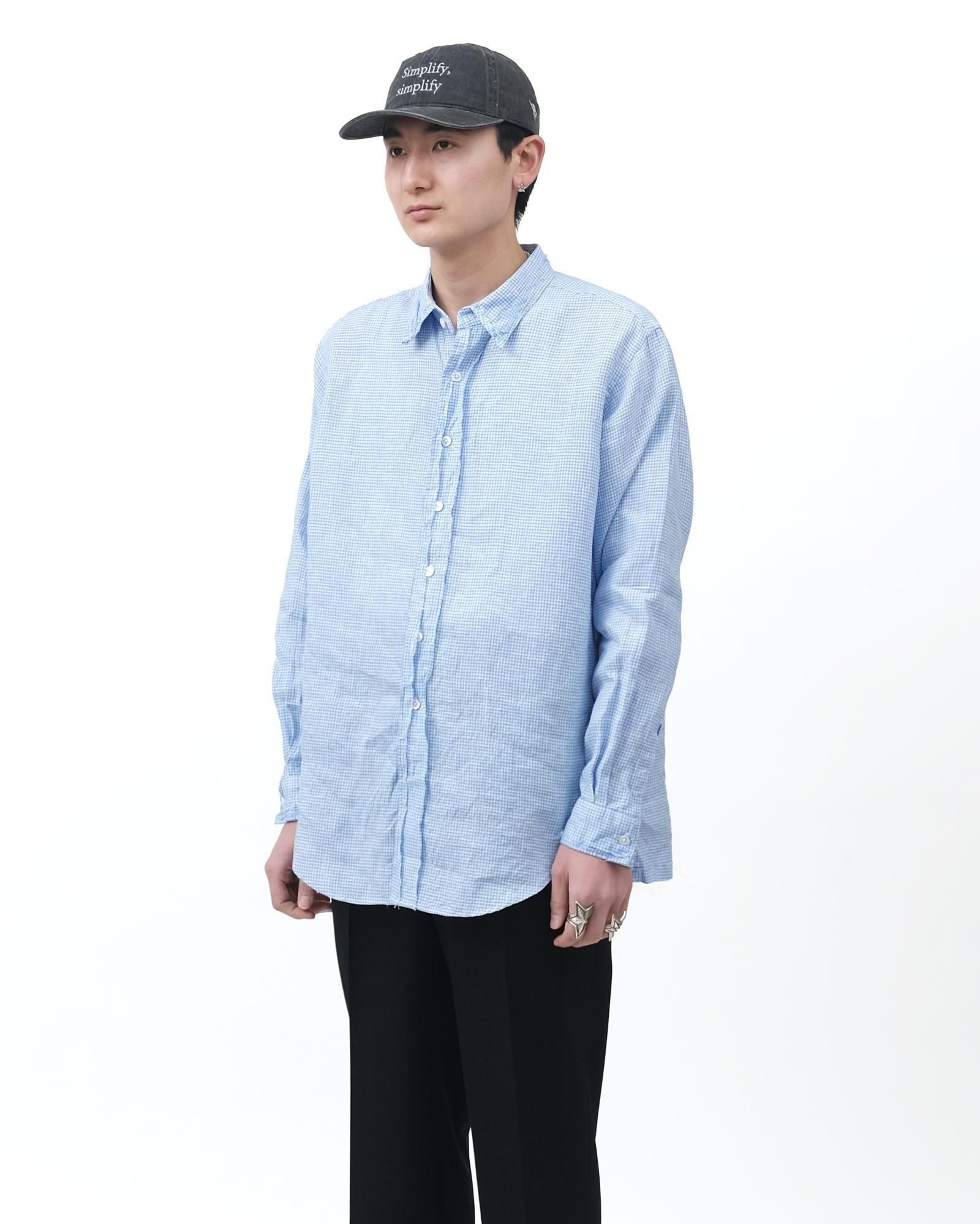 ensou. Rough Cut Shirt #Pale Blue Gingham [E14S002]｜Silver and