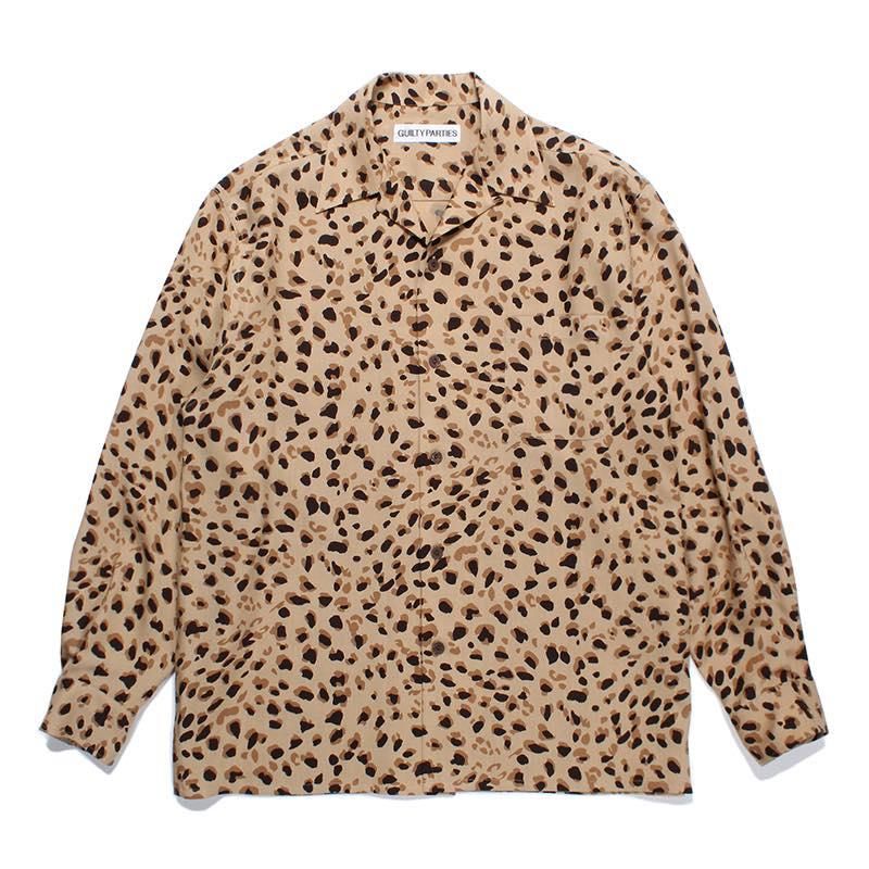 WACKO MARIA LEOPARD OPEN COLLAR SHIRT L