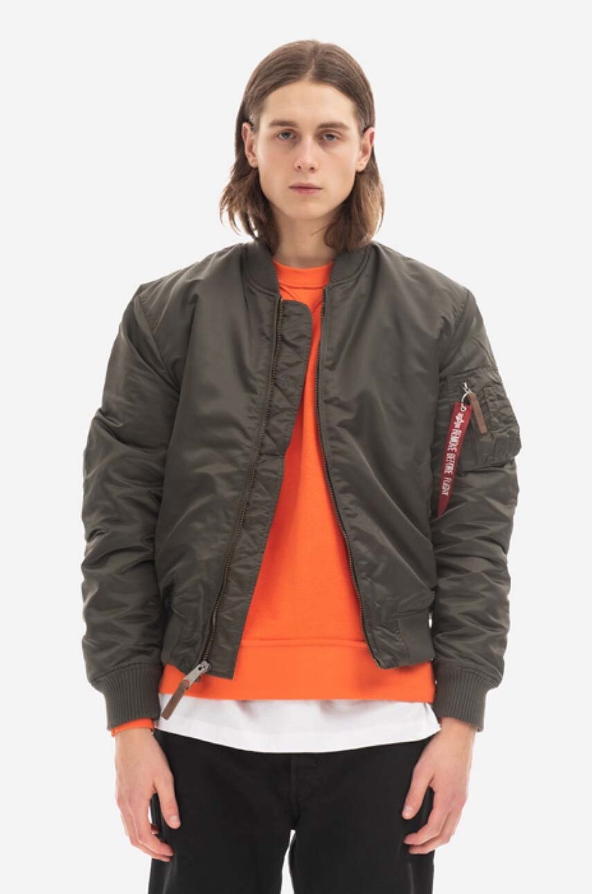 Alpha Industries bomber jacket MA-1 Vintage men's gray color