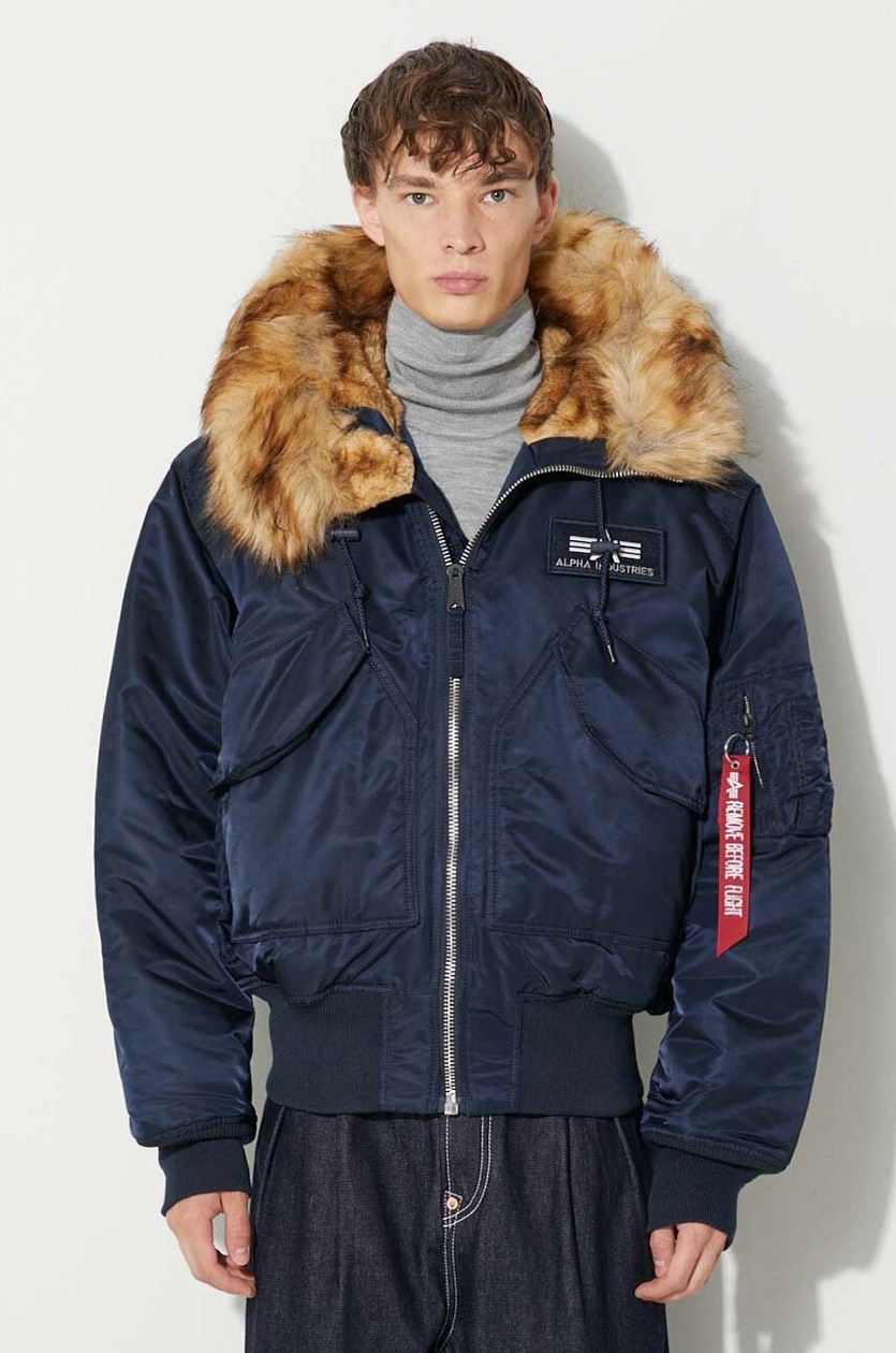 Alpha Industries jacket 45P Hooded Custom men's navy blue color