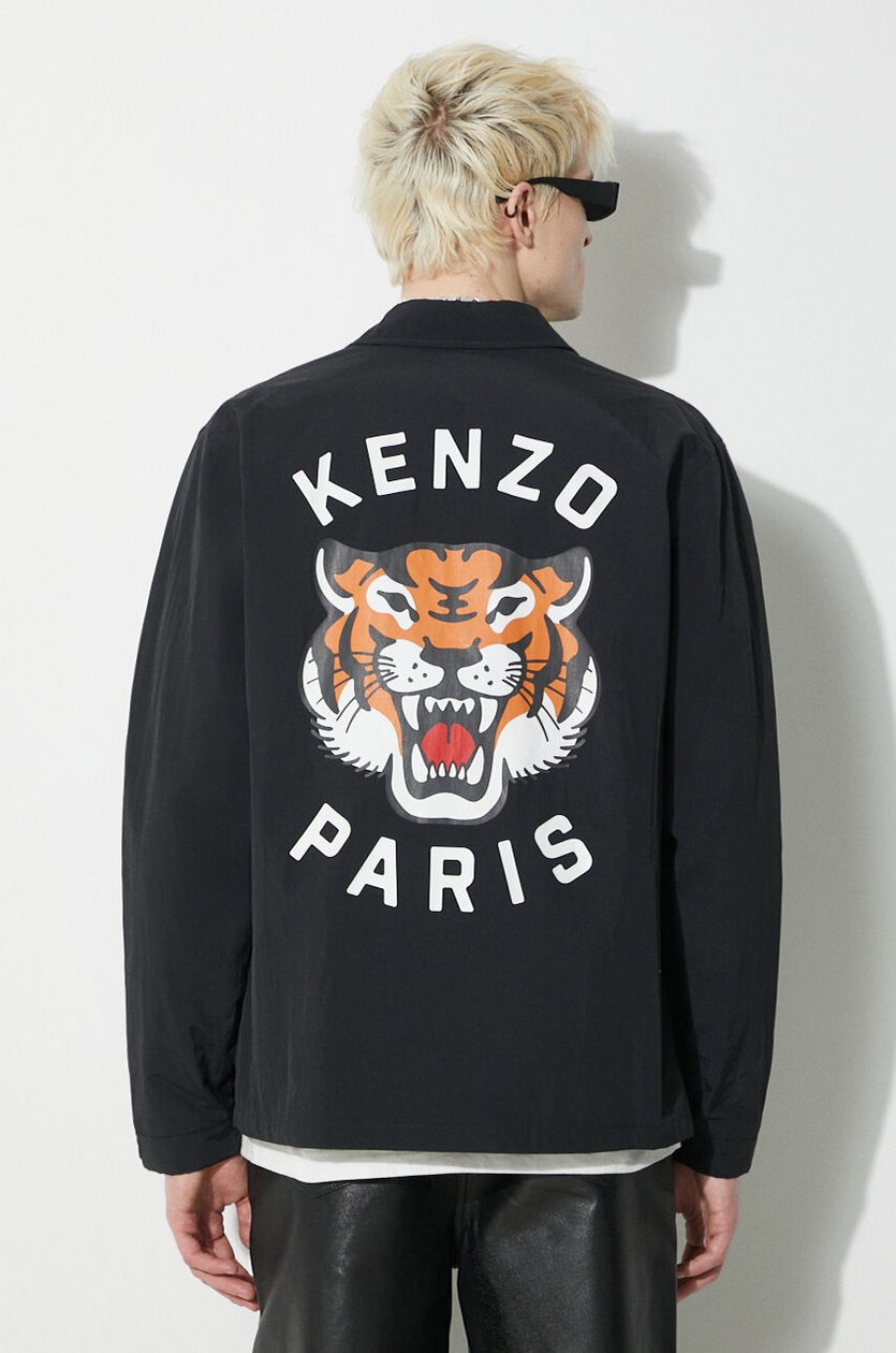 Kenzo jacket Lucky Tiger Padded Coach men's black color