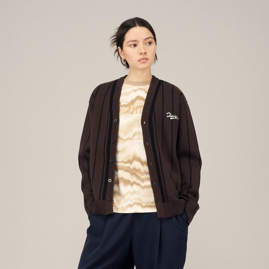 Dime Baseball Knit Cardigan / DARK BROWN (ダイム ニット