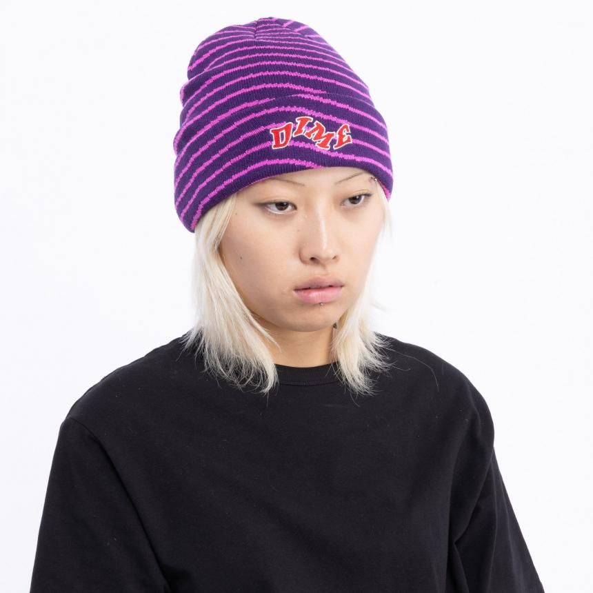 Dime College Wave Cuff Beanie / Purple (ダイム ニットキャップ