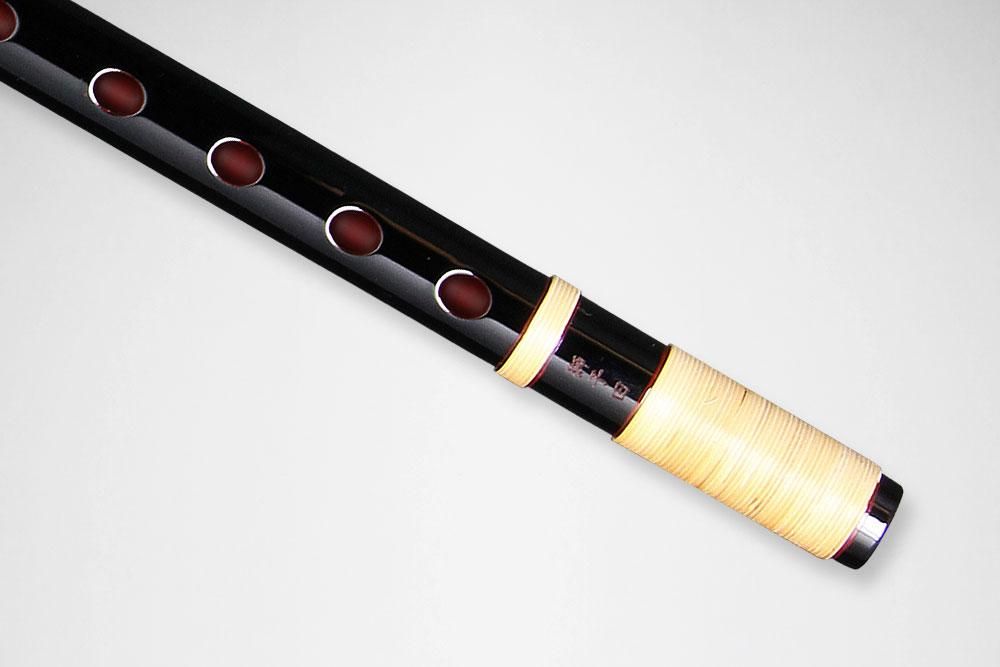 篠笛 新月乃笛 8本調子 ドレミ調 総籐巻 黒朱漆塗 篠笛 新月乃笛 8本
