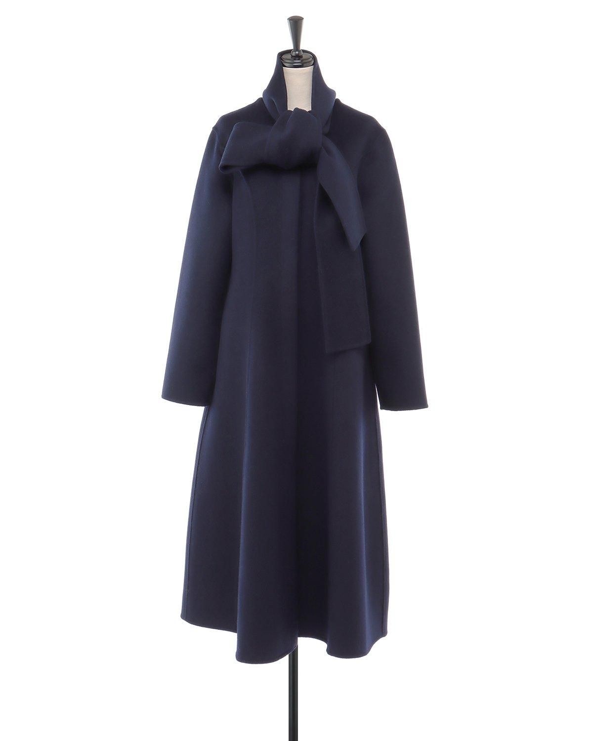 受注商品】ウールダブルフェイスFOXボウタイ付ロングコート