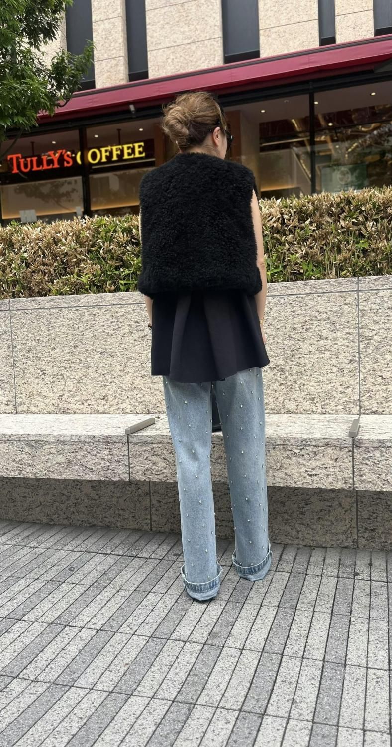即納品】カシミヤファーショートベスト