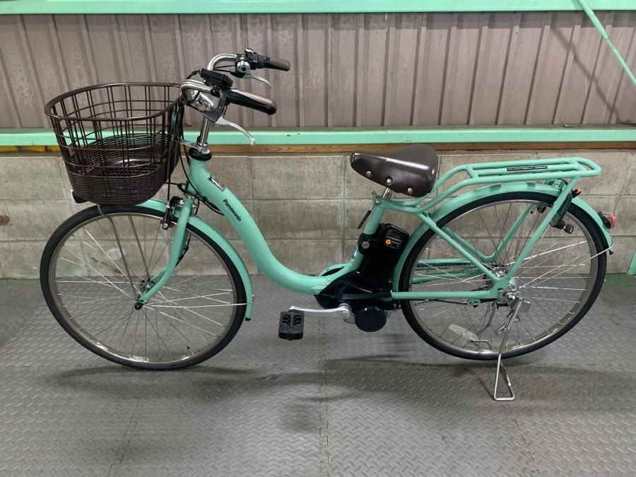 電動アシスト自転車 シティタイプ 緑色 バスケット付き 電動アシスト