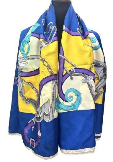 HERMES】エルメス カレジェアン 140 大判シルクスカーフ Par Mefsire