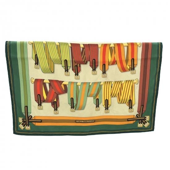 HERMES】エルメス カレ40 J.METZ ベルト柄 Les Sangles シルクスカーフ