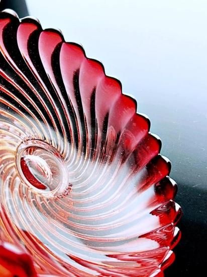 薔薇色のオールドバカラ バンブーの赤いコンポート【19世紀末頃