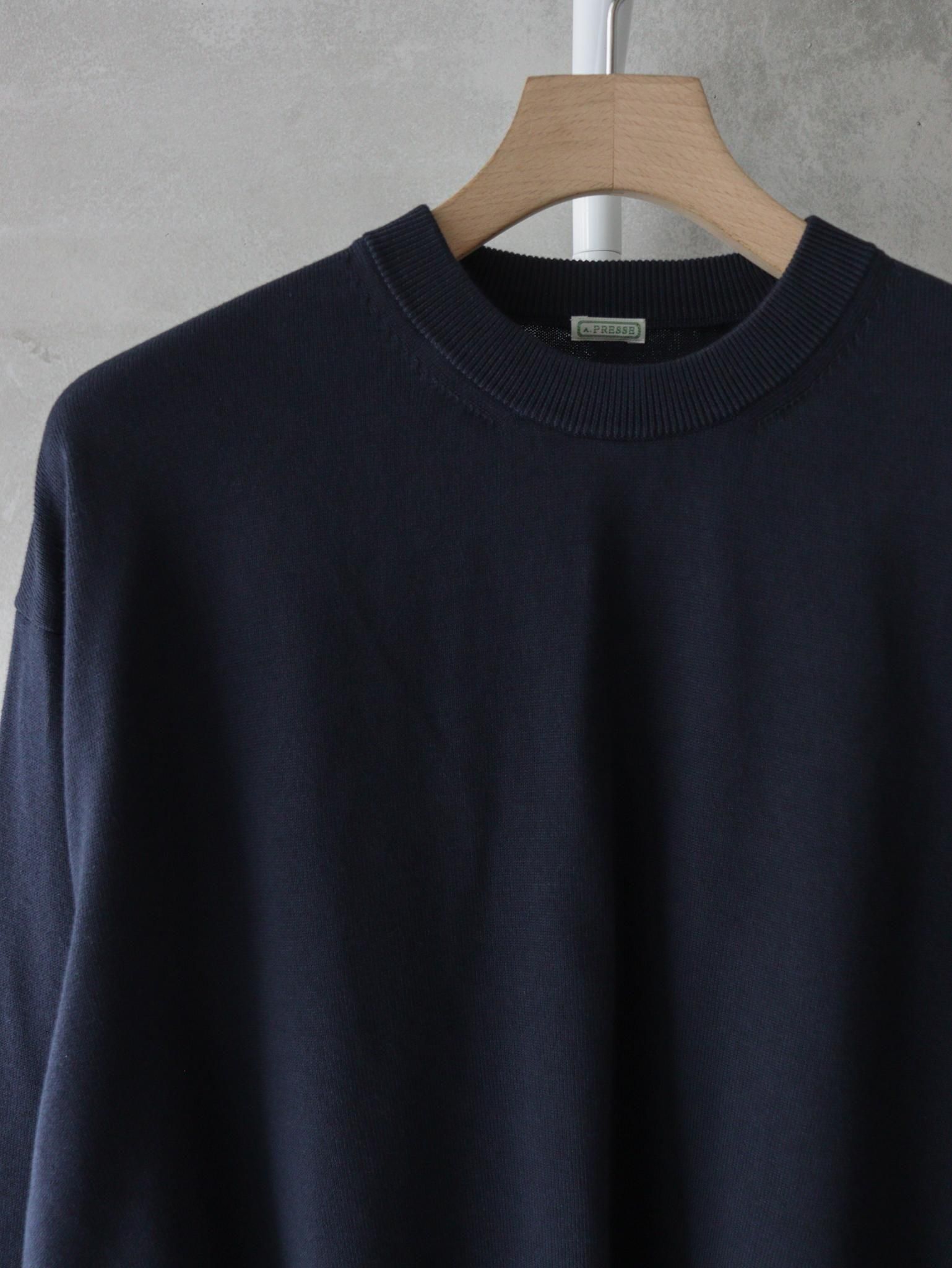 A.PRESSE（アプレッセ）Cotton knit L/S T-Shirt / NAVY 公式通販