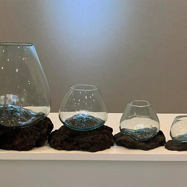 ガラスオブジェ 溶岩 ブラック【インテリアオブジェ 水槽 観葉植物