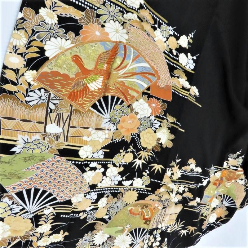 千總 黒留袖 京の老舗450余年 檜扇鳳凰紋 金駒刺繍 黒留袖 婚礼
