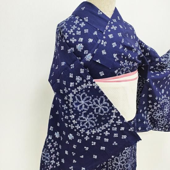 浴衣 絞り 新品 伝統工芸 有松鳴海絞り 手絞り 手染め 御仕立上り