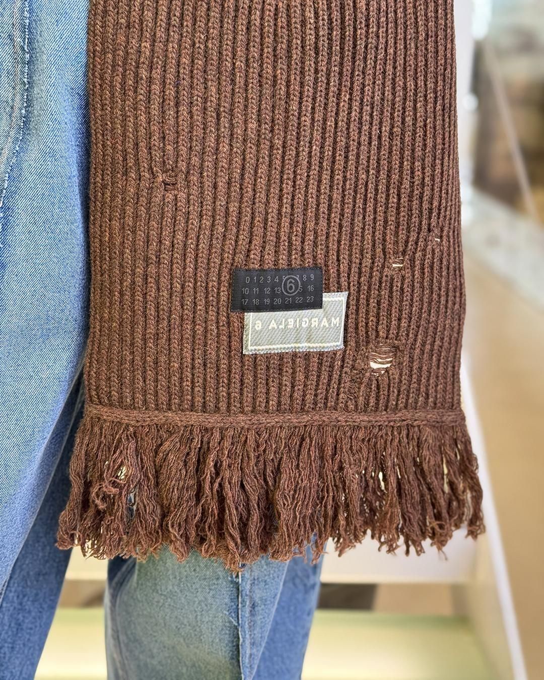 MM6 MAISON MARGIELA｜ウールスカーフ｜ロングマフラー｜ブラウン
