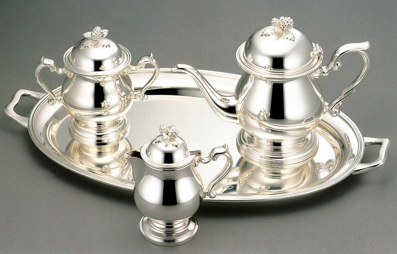 早川シルバー洋白銀器ニッケルシルバーVIPシリーズティーセット4点