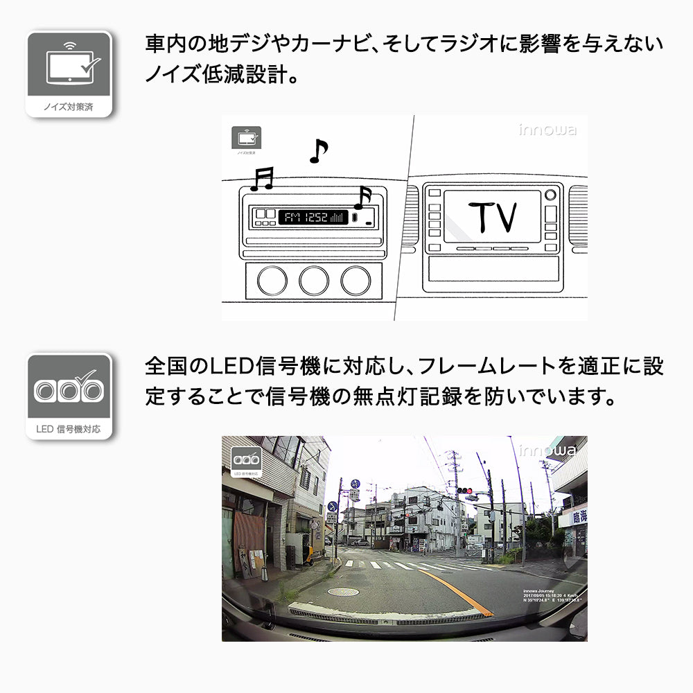 innowa Journey Plus S 次世代の無線LAN対応ドライブレコーダー(リア