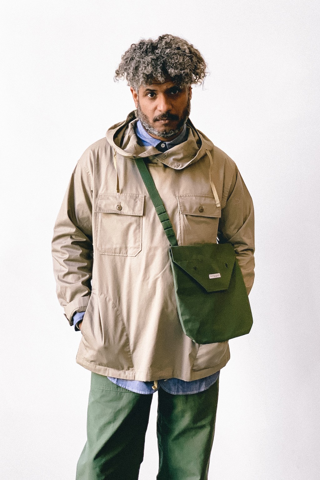 Engineered Garments Cagoule Shirt Khaki High Count Twill - Made in