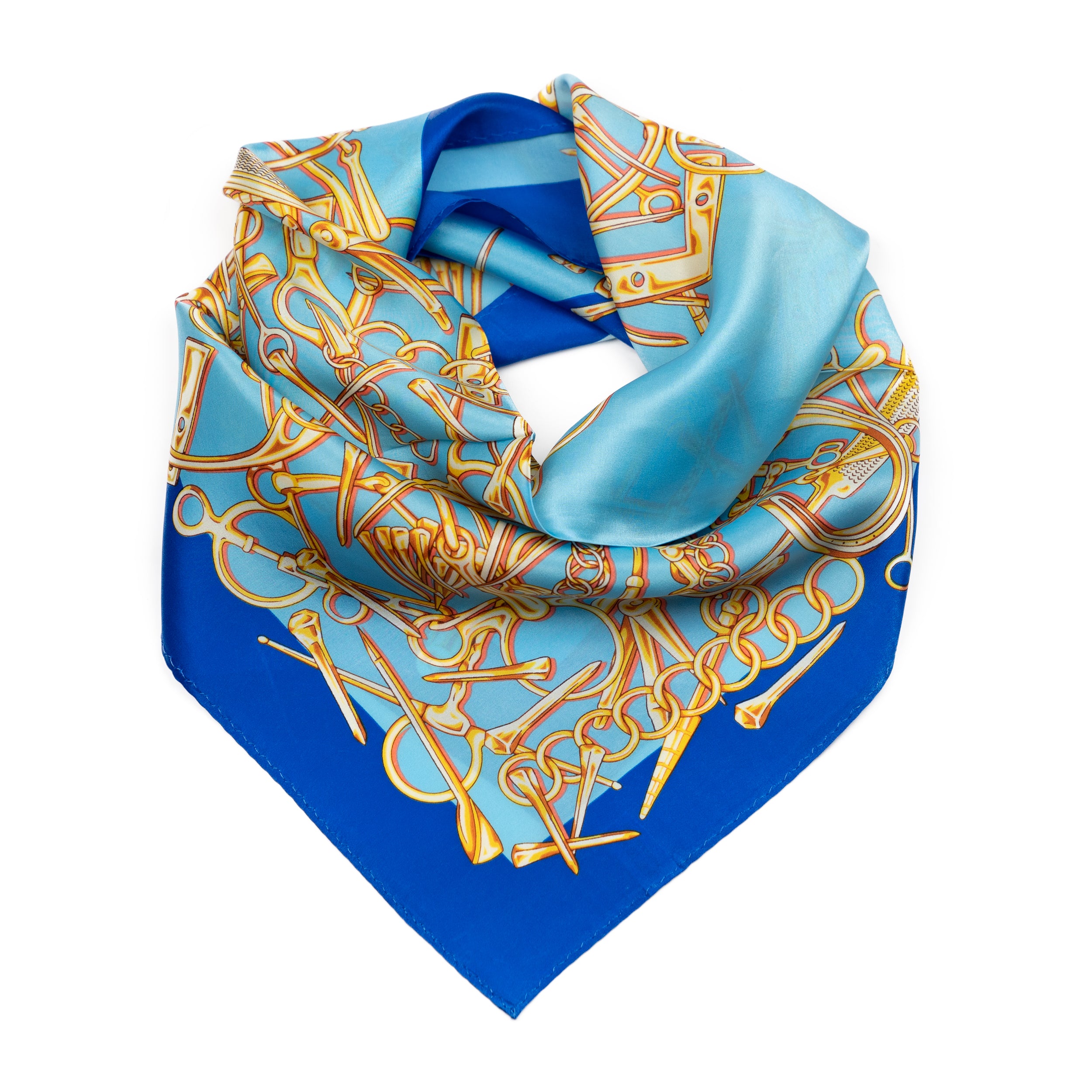 Blue and Gold Silk Scarf | Indigo Attire – IndigoAttire