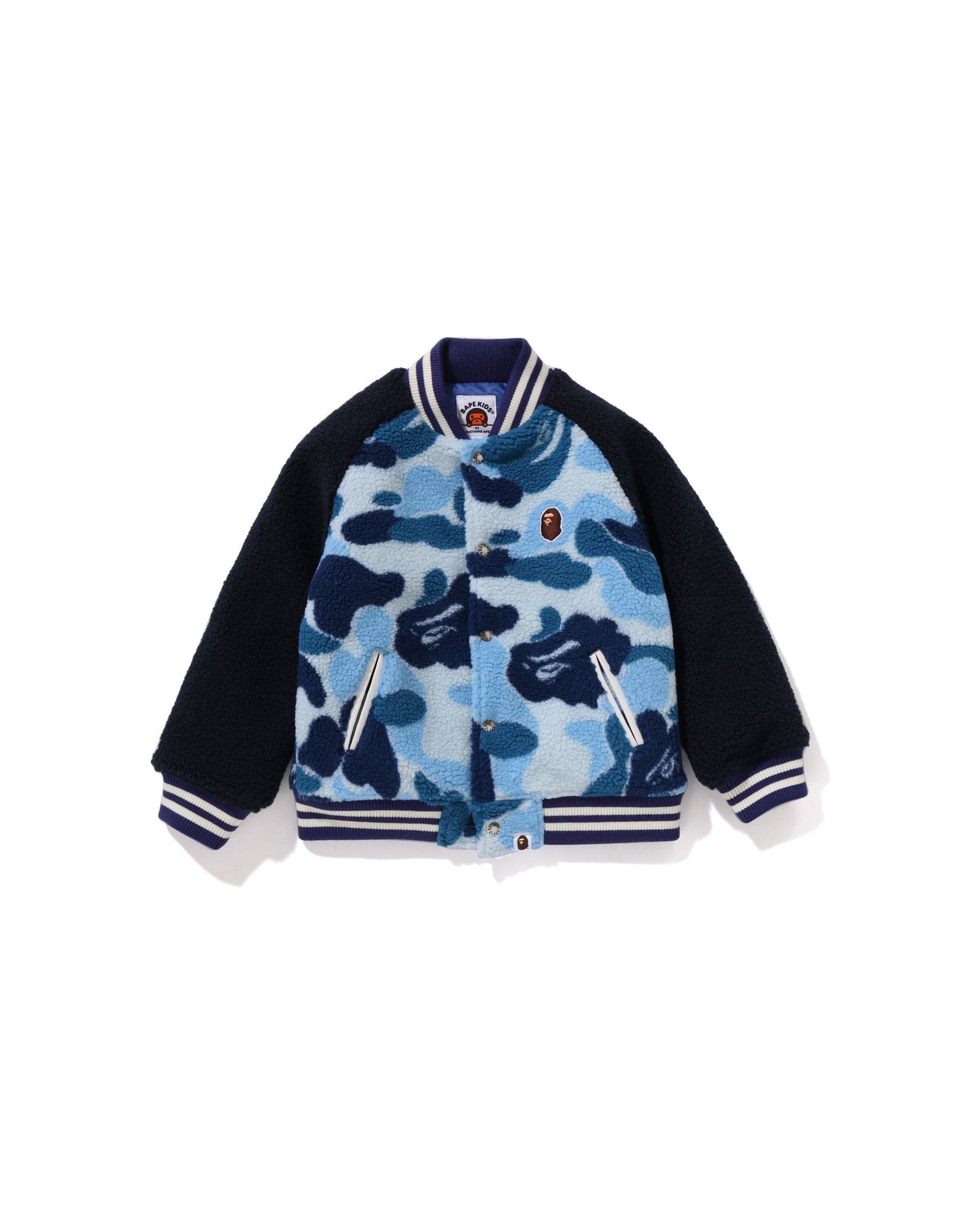 A BATHING APE® Kids Abc Camo Boa Varsity Jacket | Bape official