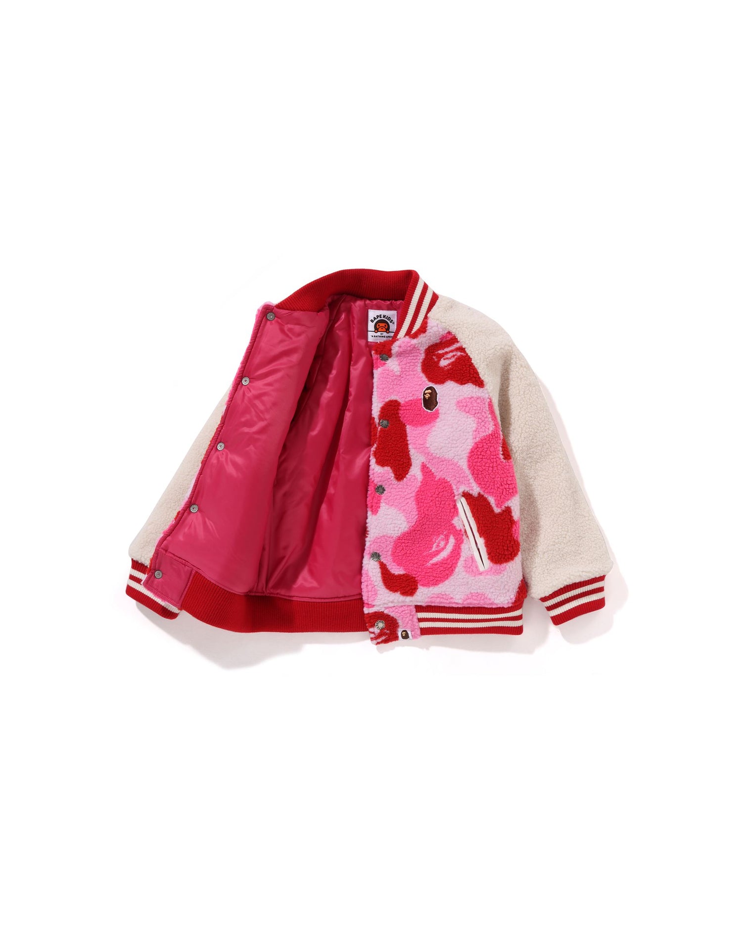 A BATHING APE® Kids Abc Camo Boa Varsity Jacket | Bape official