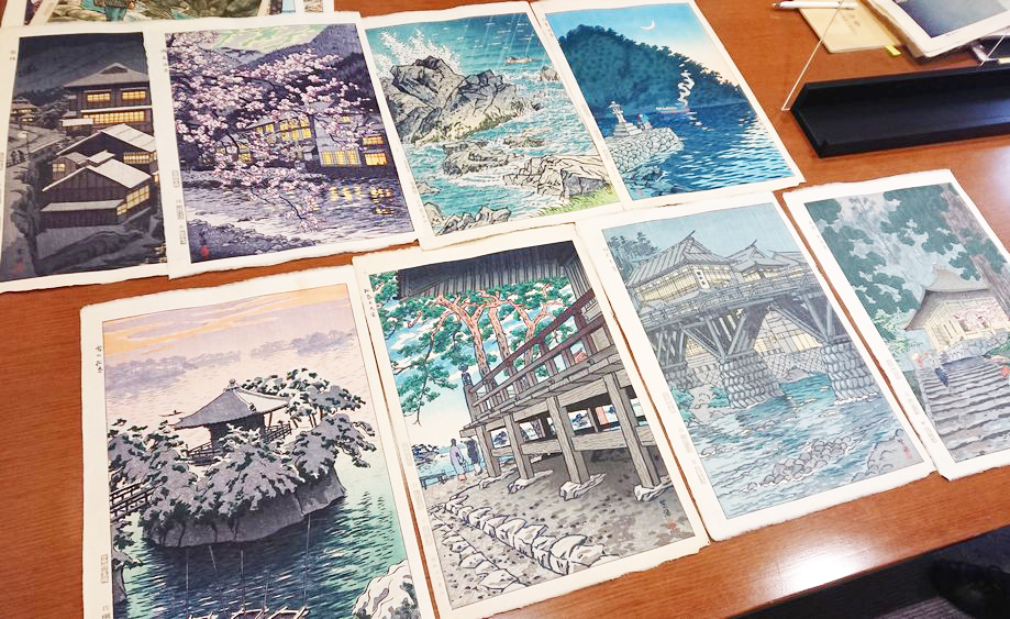 笠松紫浪の木版画(出雲崎)、、どこでまも飾っても良し 笠松紫浪の木