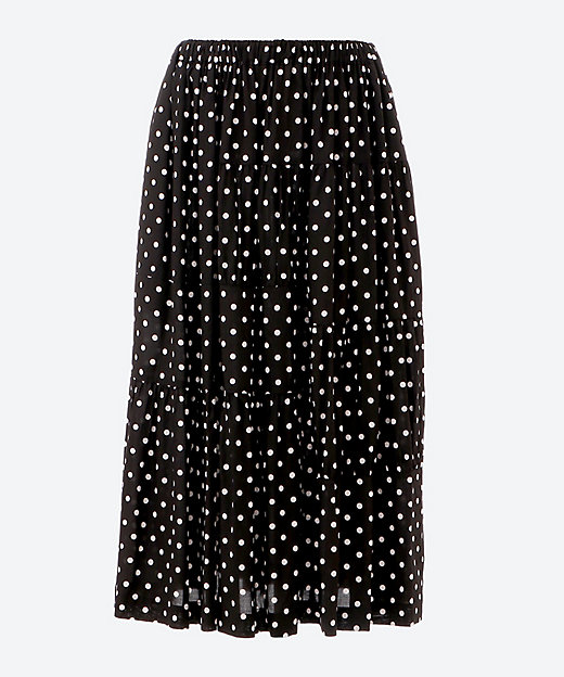 レーヨンローン水玉抜染プリント ウエストゴムスカート TP―S024