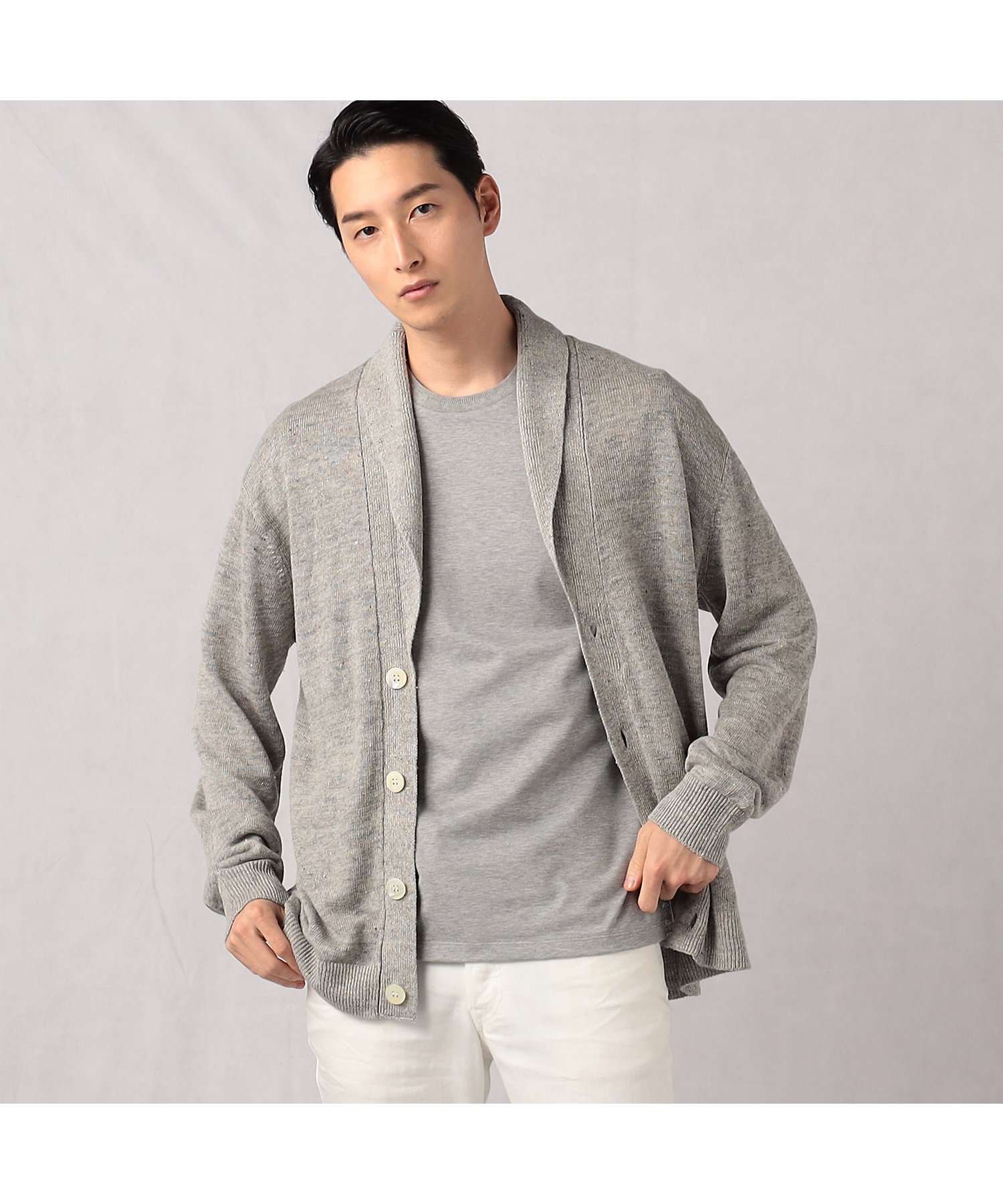 リネンニット ショールカラーカーディガン（5939KC06