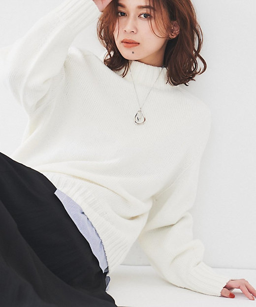 洗える】ミドルゲージ モックネックニット（2002397697