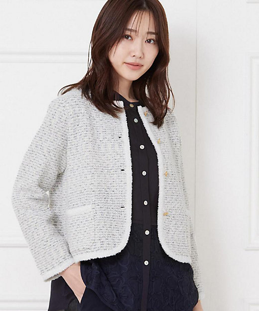 入卒セレモニー／おでかけ】ツイーディーヤーンニットジャケット